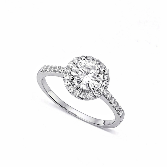 Pre-owned Charles & Colvard 14k White Gold Moissanite Dew Point 1.75 TW Set - Picture 6 of 15